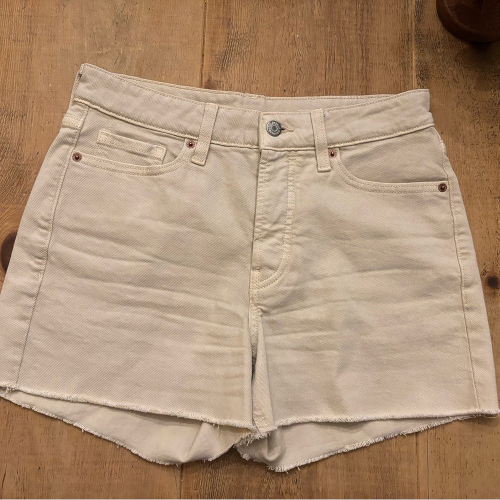 Old Navy Cream Jean Shorts with Frayed Hem